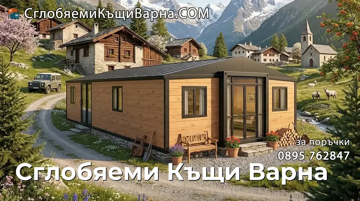 Prefabricated wooden house in a mountain village
